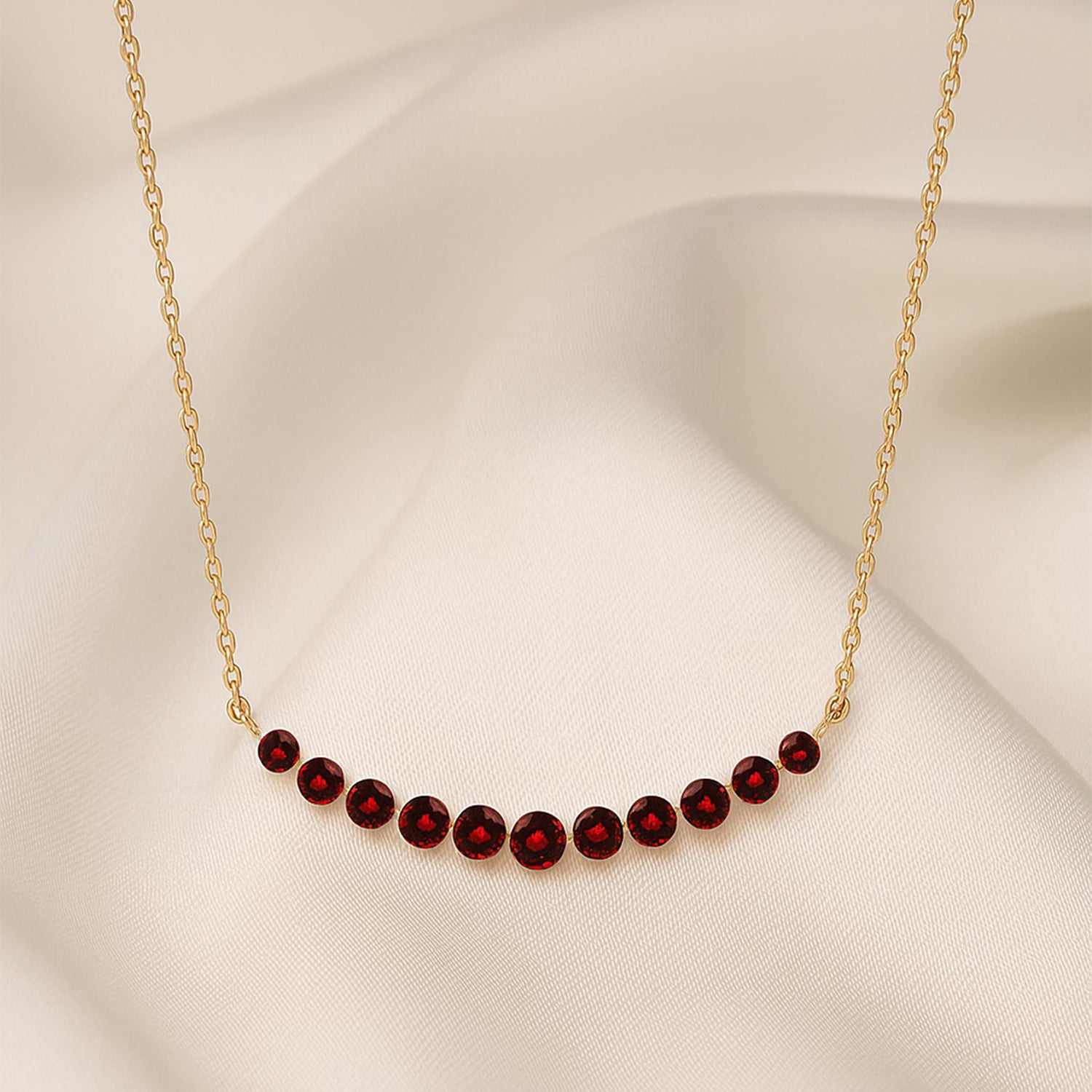 Graduated Birthstone Necklace in 925 Sterling Silver | Adjustable 16–20" Chain | Personalized Gift for Women