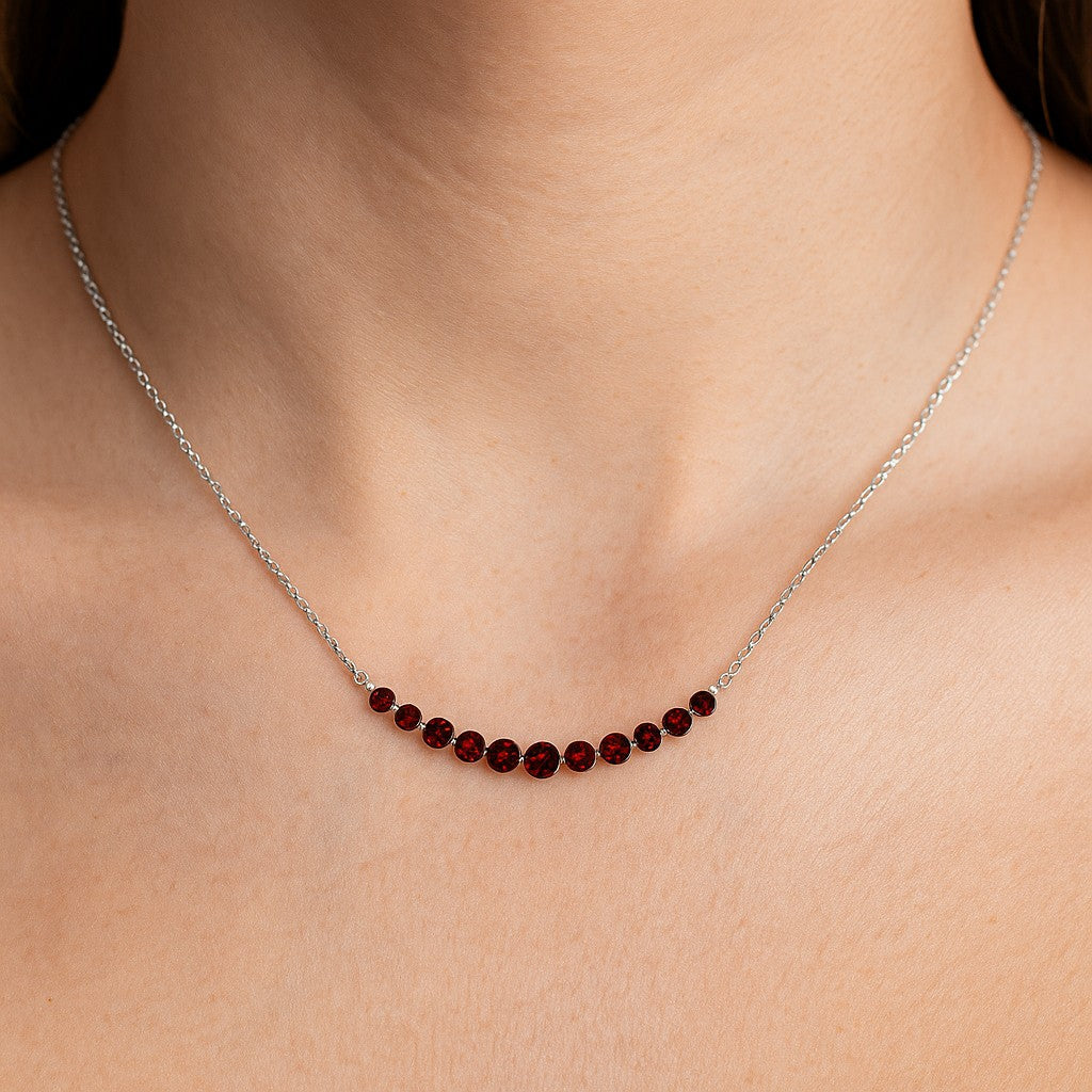 Graduated Birthstone Necklace in 925 Sterling Silver | Adjustable 16–20" Chain | Personalized Gift for Women