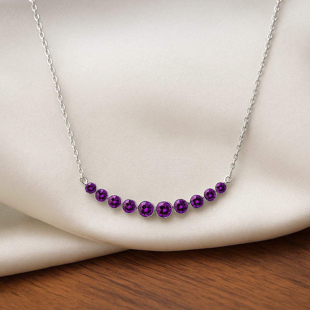 Graduated Birthstone Necklace in 925 Sterling Silver | Adjustable 16–20" Chain | Personalized Gift for Women