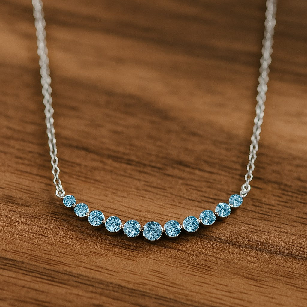 Graduated Birthstone Necklace in 925 Sterling Silver | Adjustable 16–20" Chain | Personalized Gift for Women